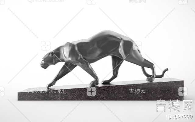 豹子雕塑摆件3D模型下载【ID:597990】