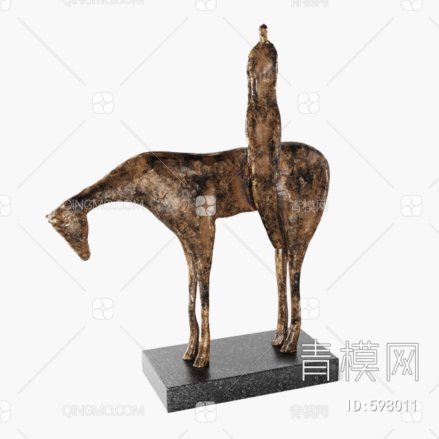 铜质马人物雕刻摆件3D模型下载【ID:598011】