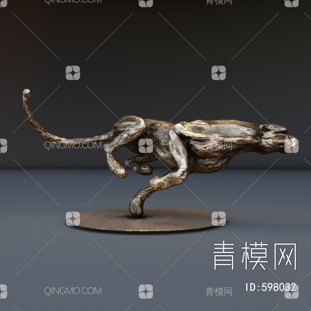 铜质豹子雕刻摆件3D模型下载【ID:598032】