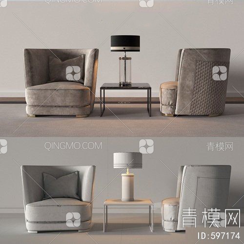 休闲沙发组合3D模型下载【ID:597174】
