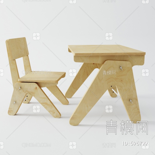 儿童桌/儿童椅3D模型下载【ID:596799】