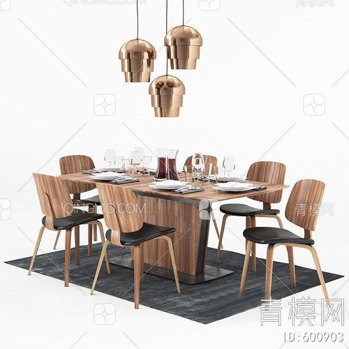 餐桌椅组合3D模型下载【ID:600903】