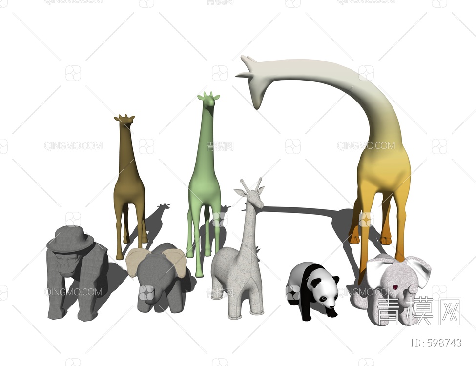 动物动物雕塑公仔玩具SU模型下载【ID:598743】