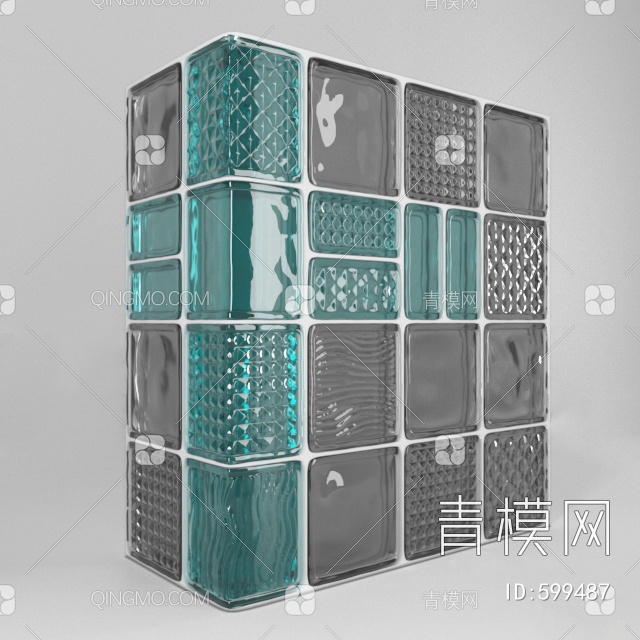 玻璃砖背景墙3D模型下载【ID:599487】