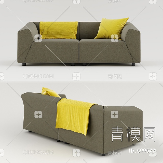 双人沙发3D模型下载【ID:599577】