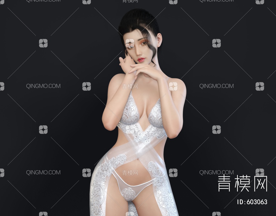 比基尼美女 内衣模特3D模型下载【ID:603063】