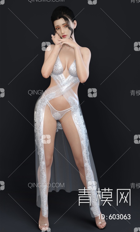 比基尼美女 内衣模特3D模型下载【ID:603063】