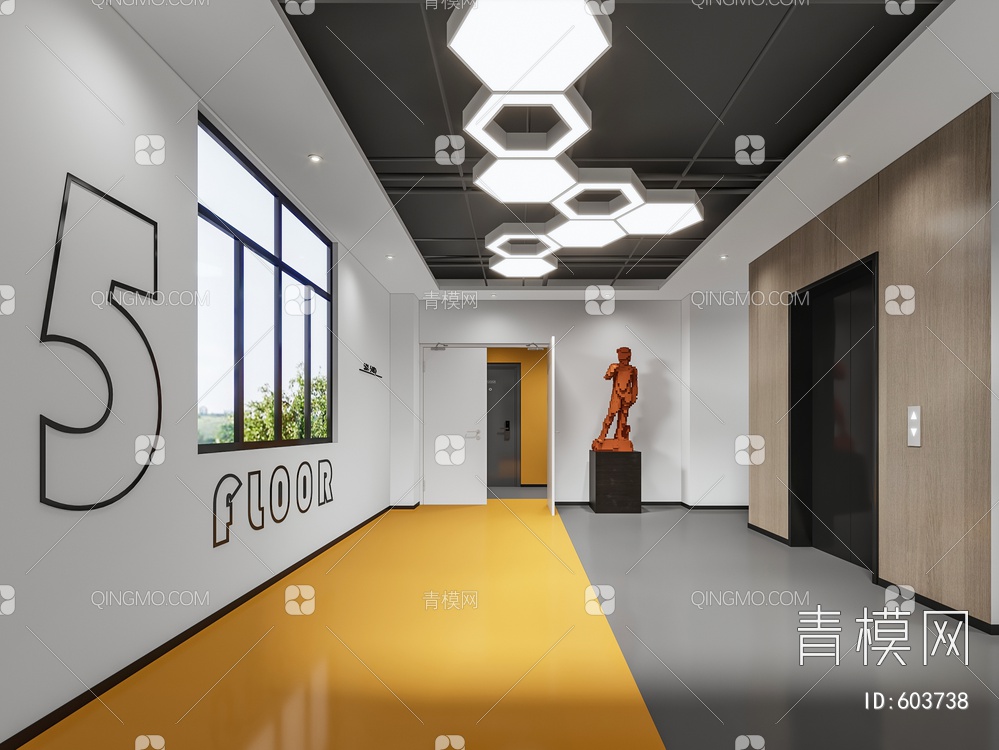 酒店公寓电梯厅过道3D模型下载【ID:603738】