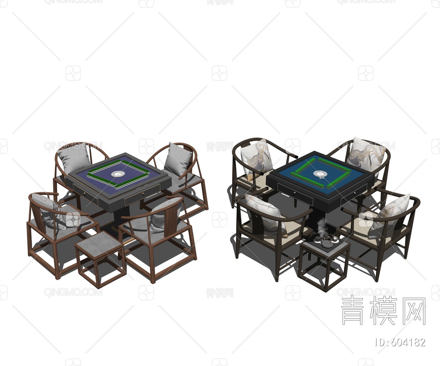 麻将桌椅组合SU模型下载【ID:604182】