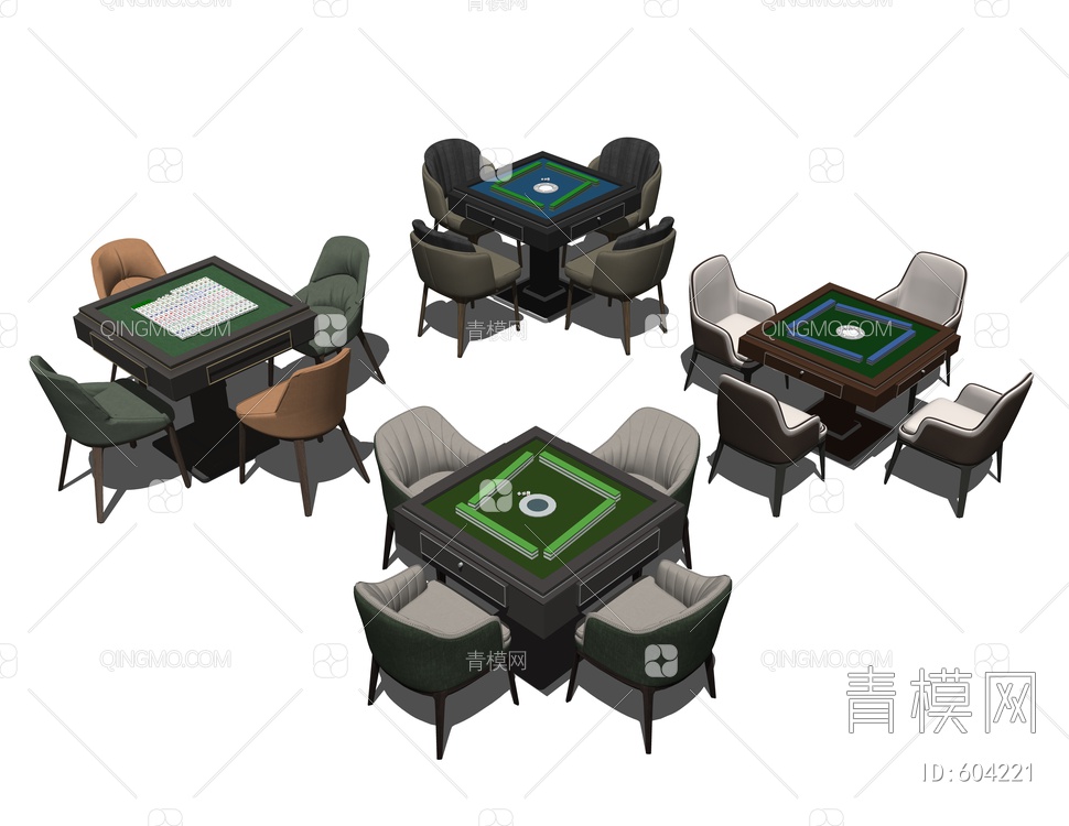麻将桌椅组合麻将桌SU模型下载【ID:604221】