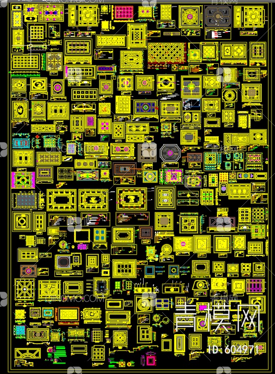 整木吊顶cad图库合集【ID:604971】