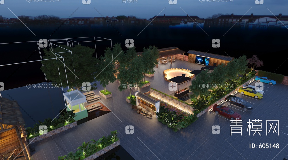 室外花园餐厅3D模型下载【ID:605148】