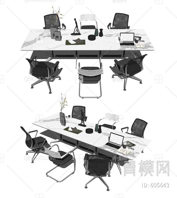 会议桌椅组合办公桌椅SU模型下载【ID:605643】
