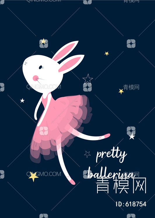 跳芭蕾舞的兔子贴图下载【ID:618754】