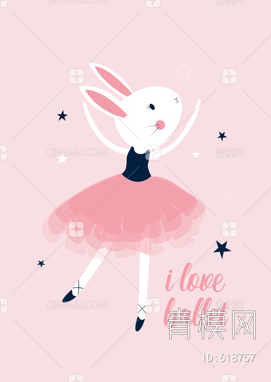 跳芭蕾舞的兔子贴图下载【ID:618757】