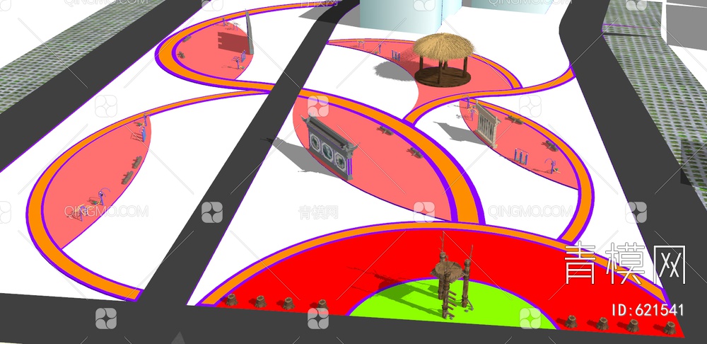 篮球场 广场SU模型下载【ID:621541】