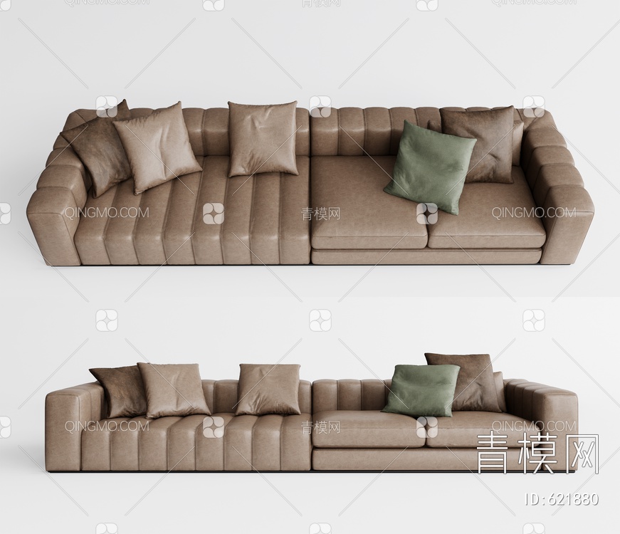 皮革组合沙发SU模型下载【ID:621880】