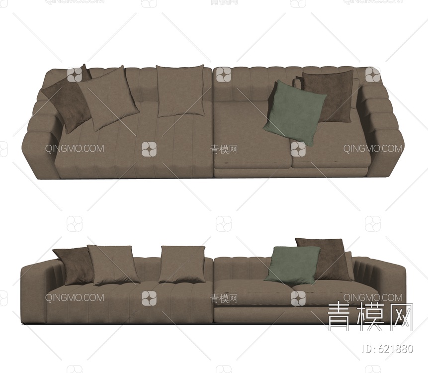 皮革组合沙发SU模型下载【ID:621880】
