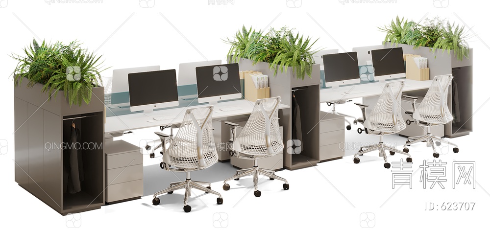办公桌椅组合3D模型下载【ID:623707】
