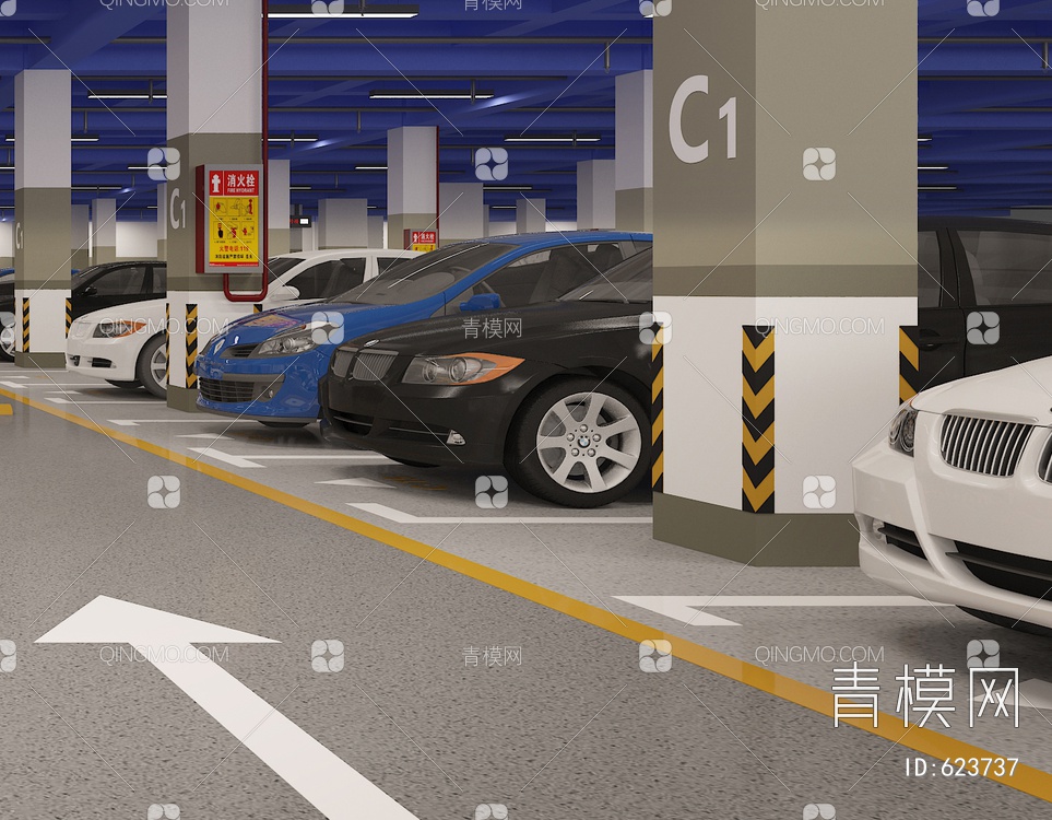地下停车场3D模型下载【ID:623737】
