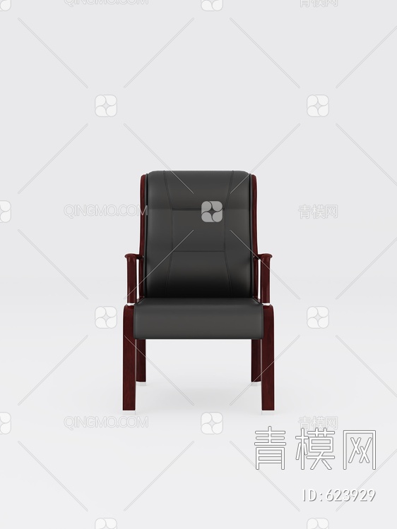 四脚实木真皮会议椅3D模型下载【ID:623929】