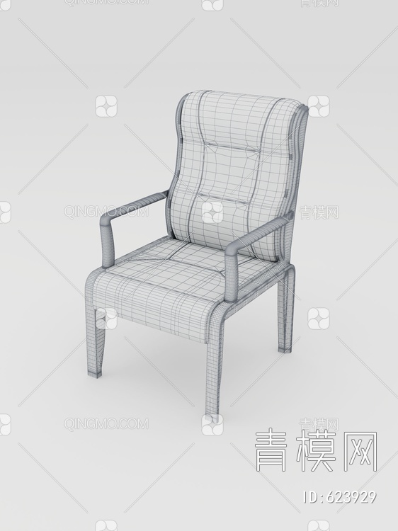 四脚实木真皮会议椅3D模型下载【ID:623929】