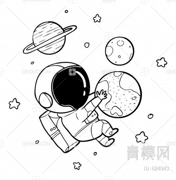 宇航员壁纸 儿童壁纸卡通 太空壁纸贴图下载【ID:624043】