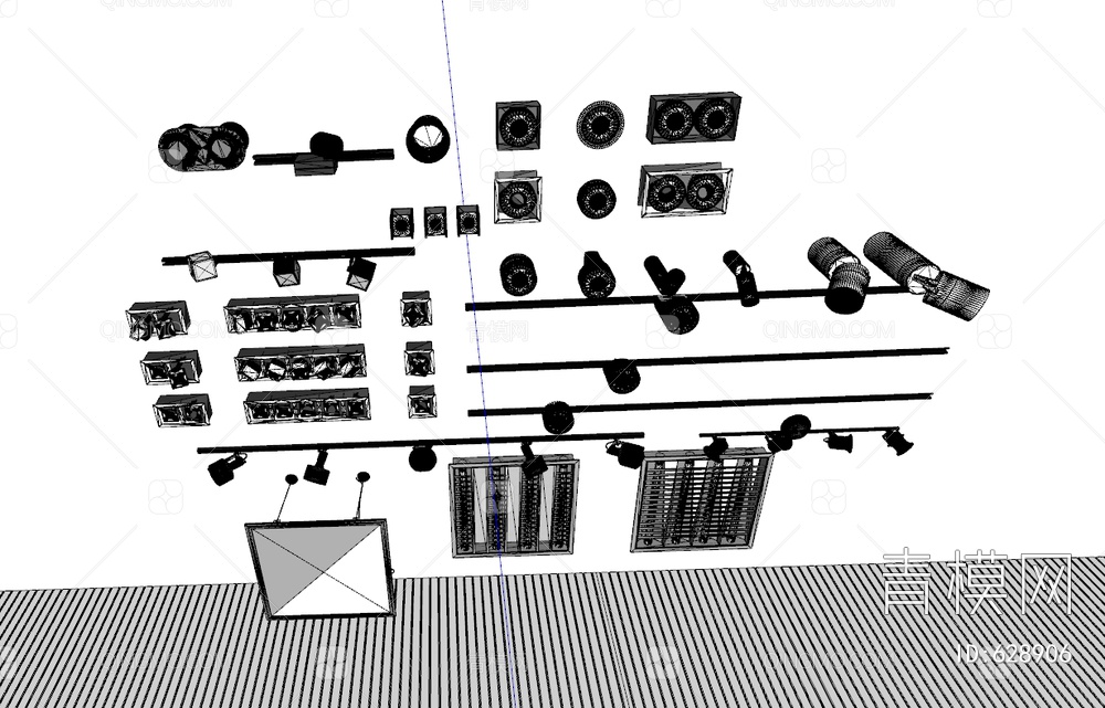 筒灯射灯轨道灯SU模型下载【ID:628906】