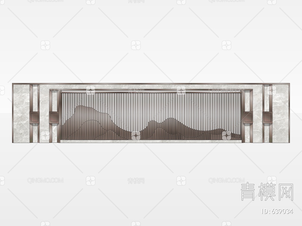 山水景墙SU模型下载【ID:639034】