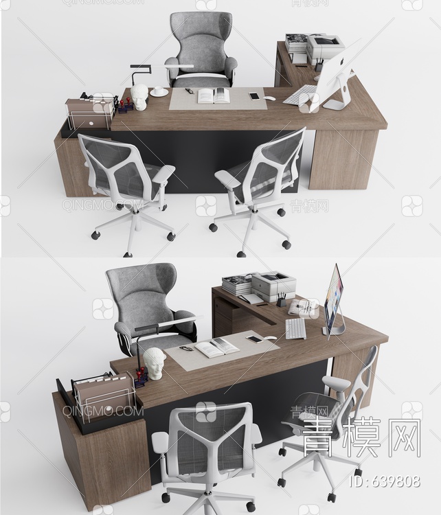 办公桌椅 桌椅组合SU模型下载【ID:639808】