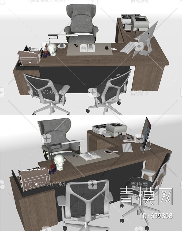办公桌椅 桌椅组合SU模型下载【ID:639808】