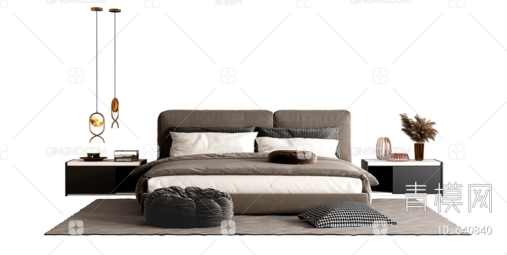 卧室双人床3D模型下载【ID:640840】