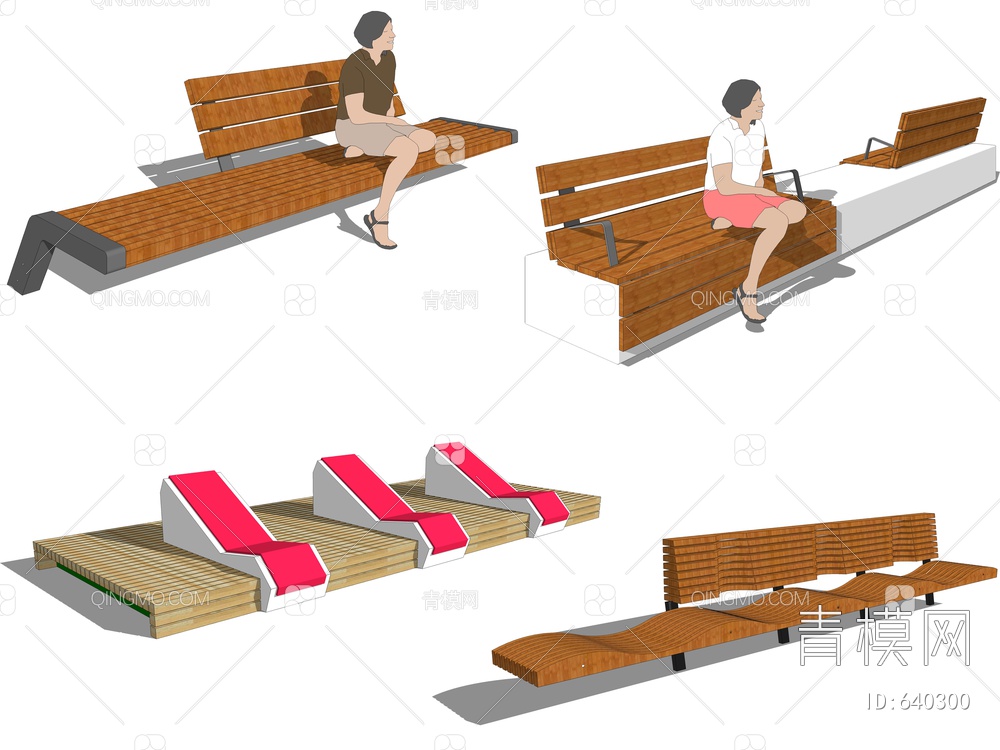 创意景观座椅 公园椅SU模型下载【ID:640300】