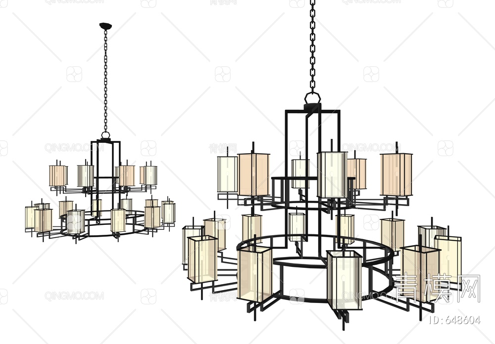 艺术吊灯 艺术主灯SU模型下载【ID:648604】