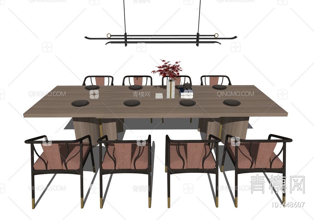 餐桌椅 桌椅组合SU模型下载【ID:648607】