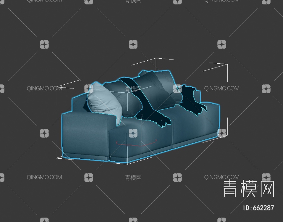 双人皮革沙发3D模型下载【ID:662287】