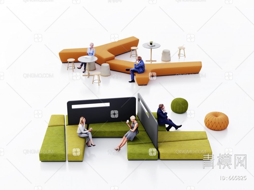 沙发凳3D模型下载【ID:665825】