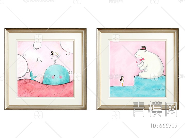 动物装饰画 北极熊贴图下载【ID:666909】