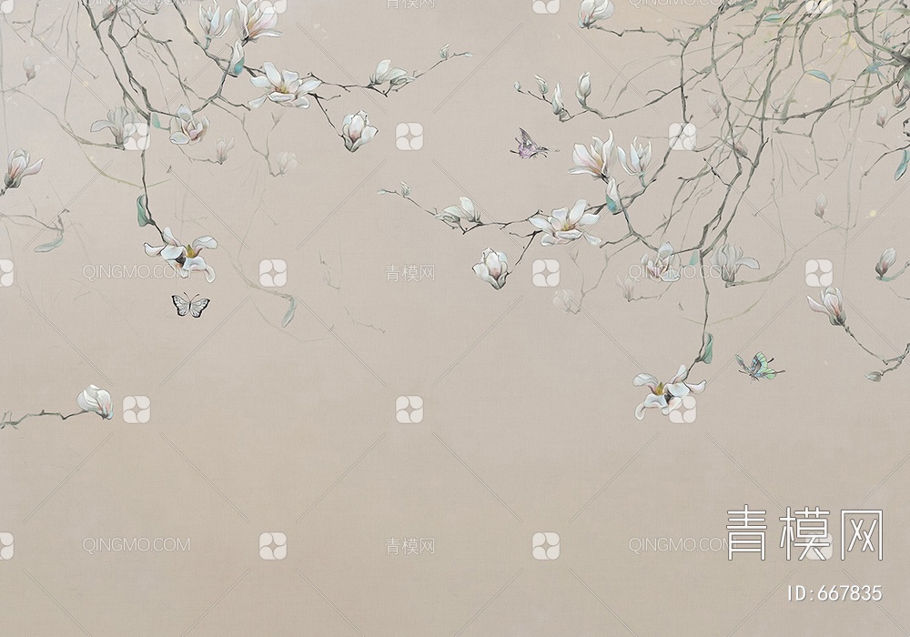 花鸟壁画壁纸贴图贴图下载【ID:667835】