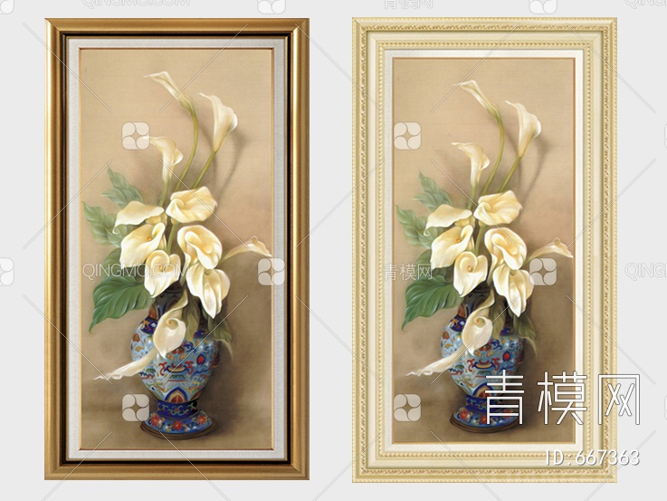  花瓶 框画 装饰画贴图下载【ID:667363】
