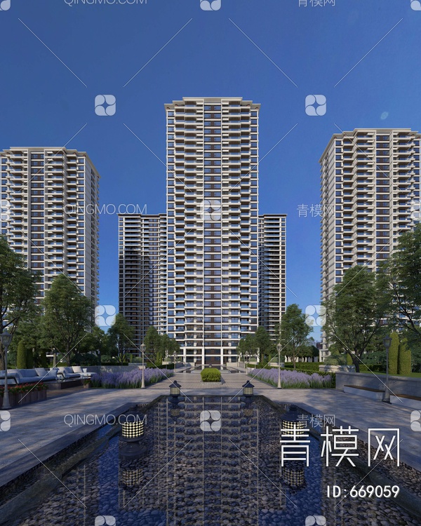 住宅小区3D模型下载【ID:669059】