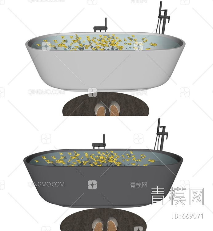 浴缸 陶瓷浴缸SU模型下载【ID:669071】
