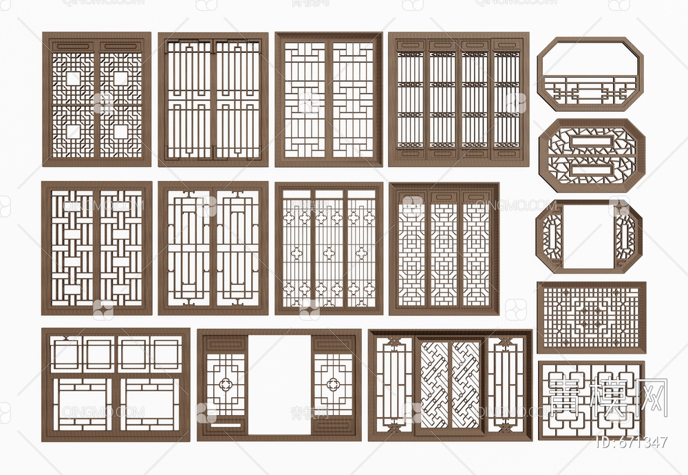 窗户 镂花窗SU模型下载【ID:671347】