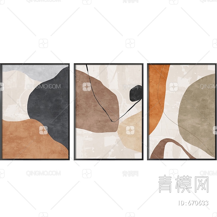 客餐厅 卧室抽象组合装饰画贴图下载【ID:670633】