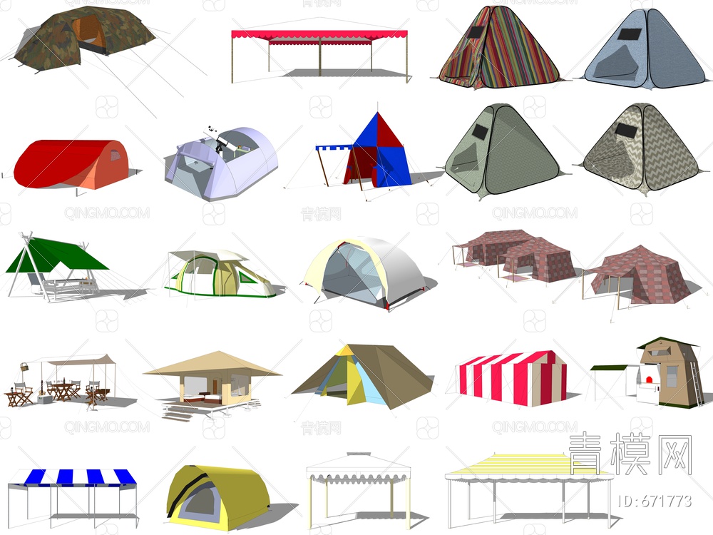 户外帐篷 野营帐篷SU模型下载【ID:671773】