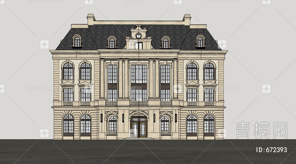 独栋别墅SU模型下载【ID:672393】