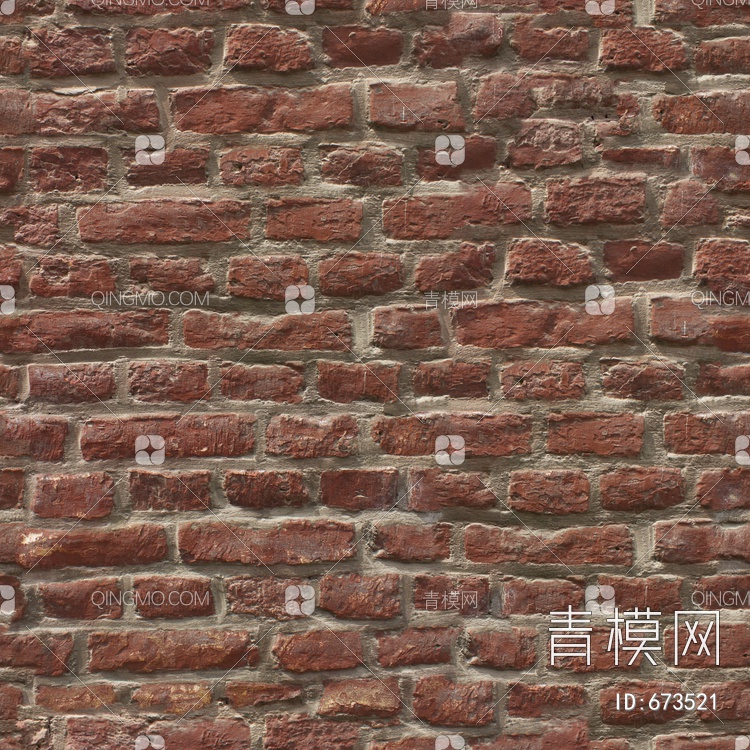 小红砖 砖墙 劈开砖 文化石贴图下载【ID:673521】