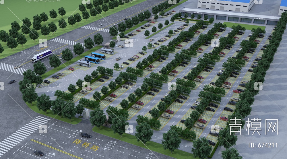 生态停车场3D模型下载【ID:674211】