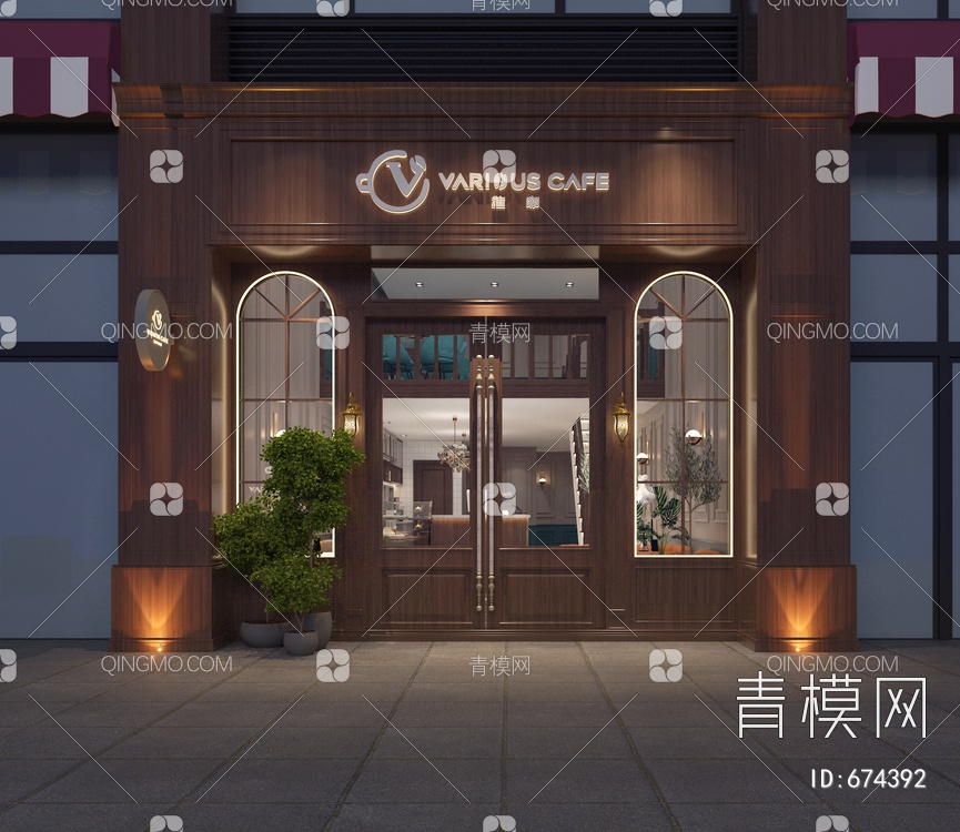 咖啡奶茶店门头3D模型下载【ID:674392】