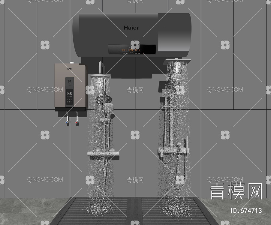 淋浴花洒 热水器SU模型下载【ID:674713】